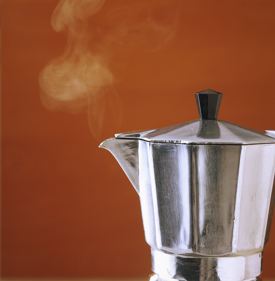 Italian espresso jug, steaming 
