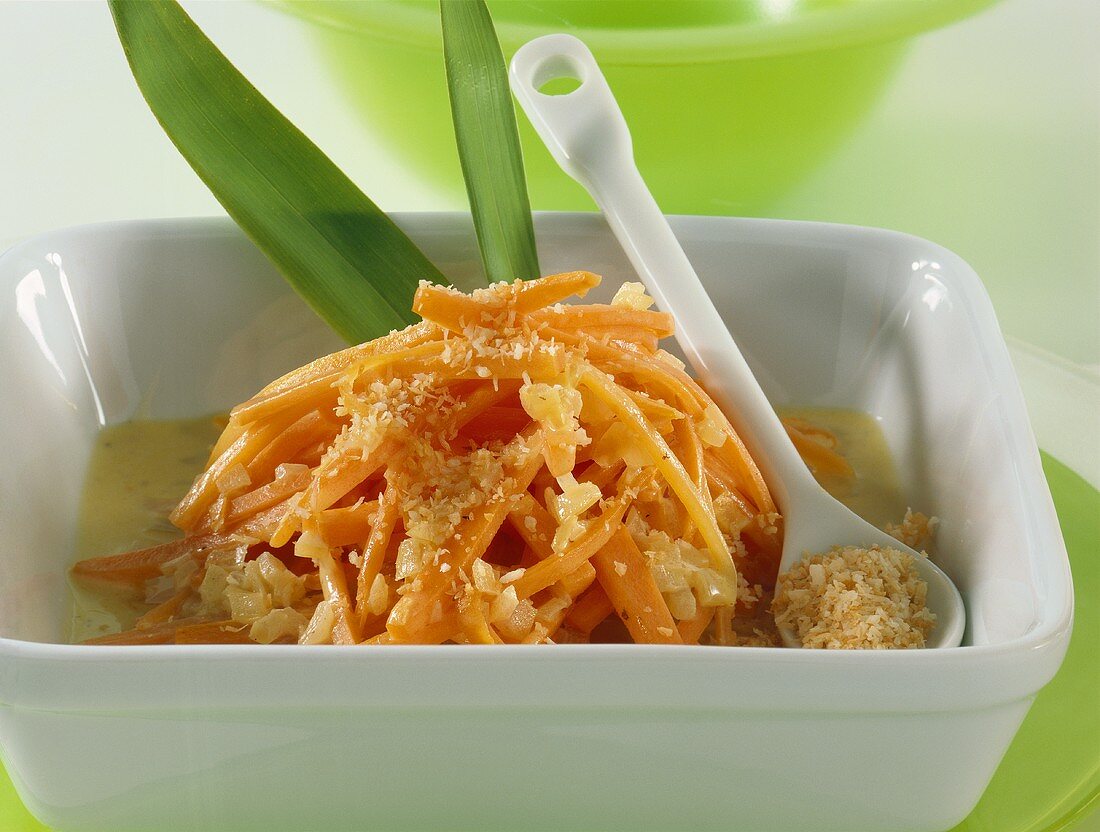 Grated carrots in coconut milk