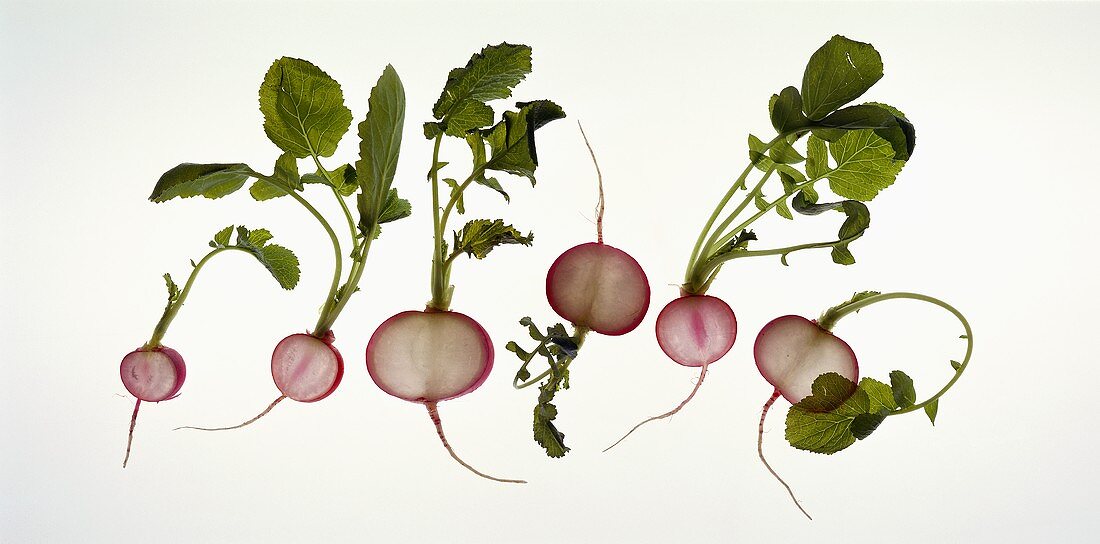 Radishes, cut open