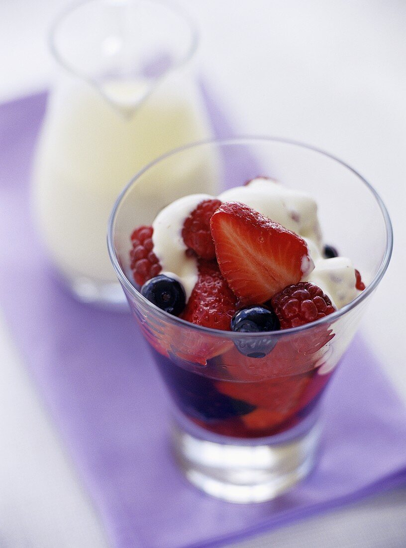 Fresh berries with cream