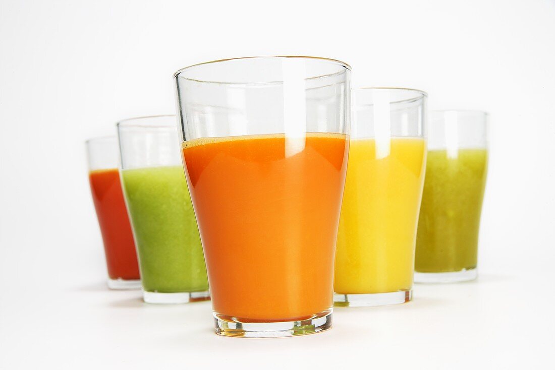 Five different fruit juices