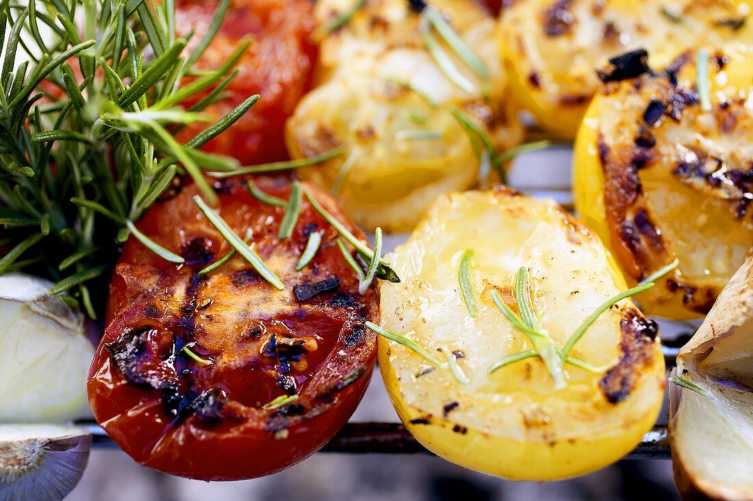 Barbecued vegetables with rosemary