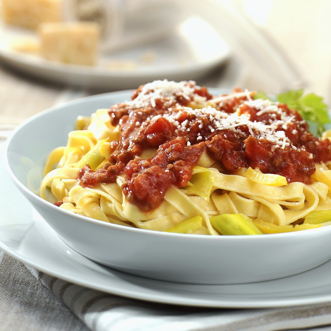 Ribbon pasta with meat sauce
