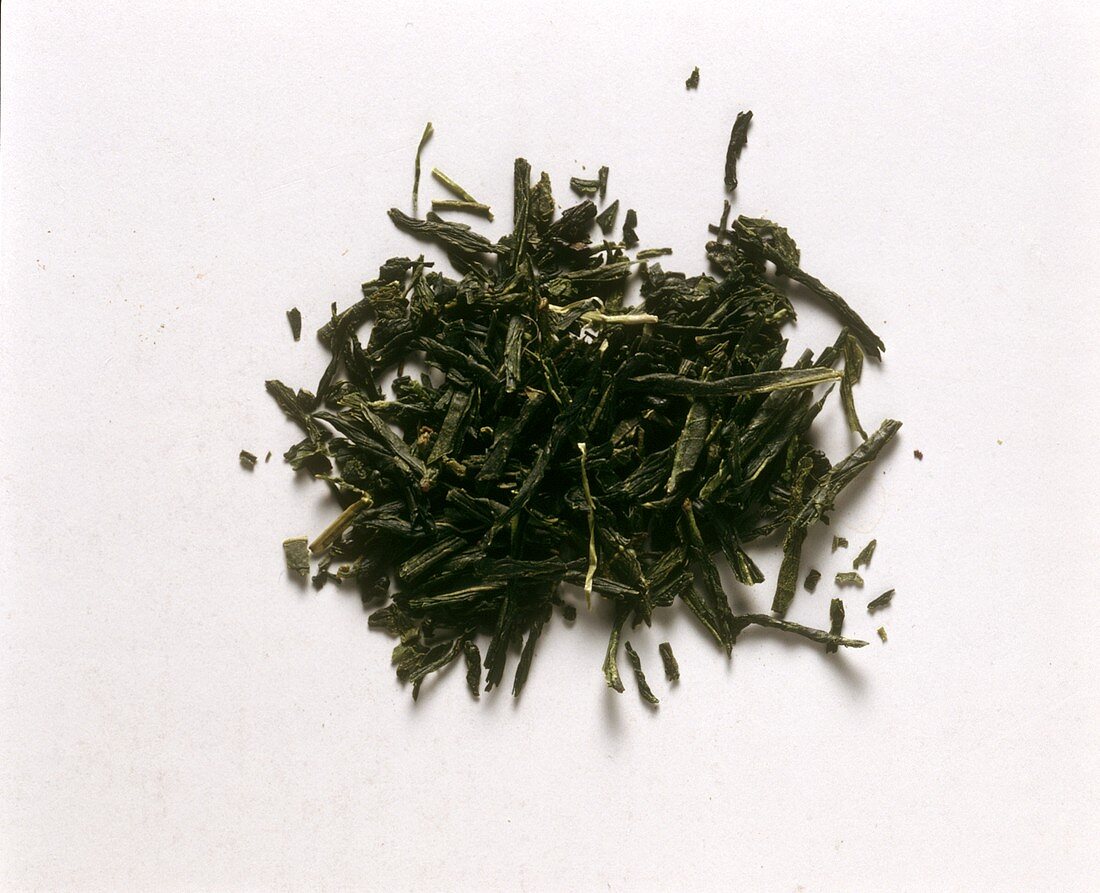 Green Japanese Tea Leaves
