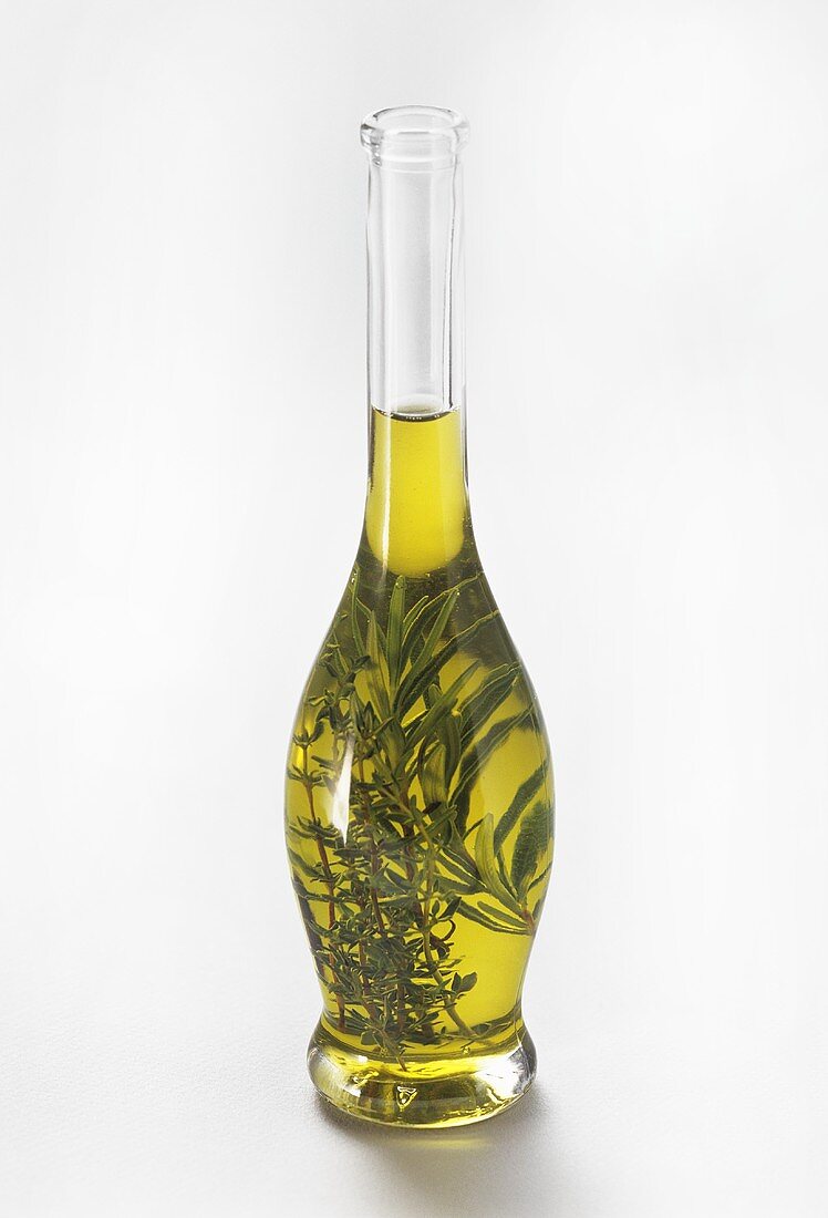 Herb Infused Oil in Glass Bottle