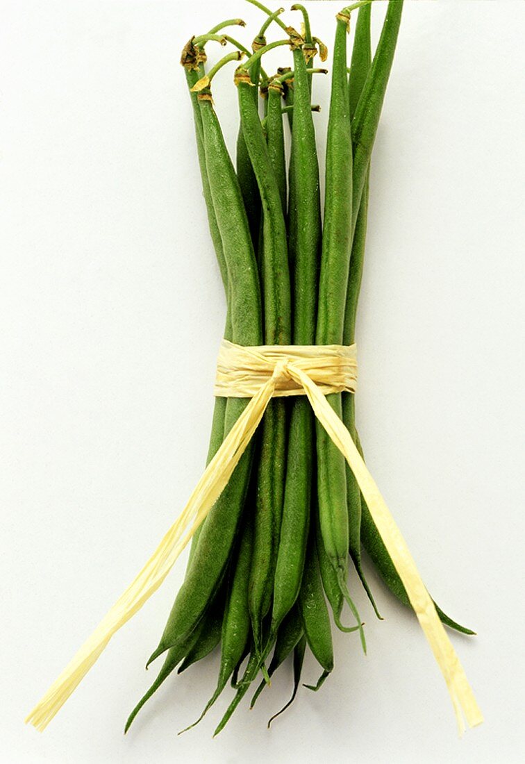 A Bunch of Fresh Green Beans Tied Together