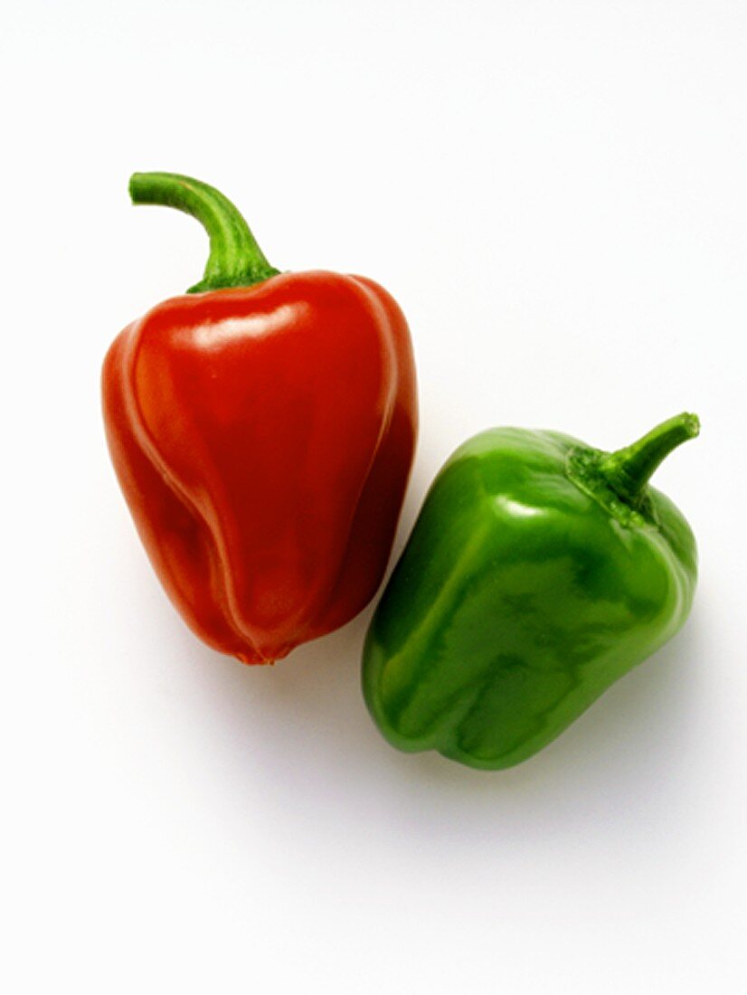 A Red and a Green Bell Pepper