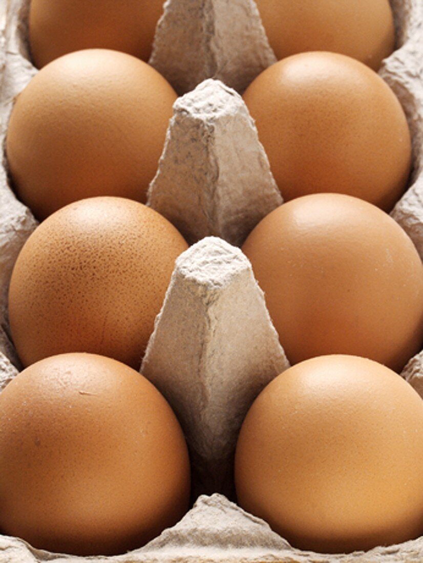 A Carton of Brown Eggs, Close Up