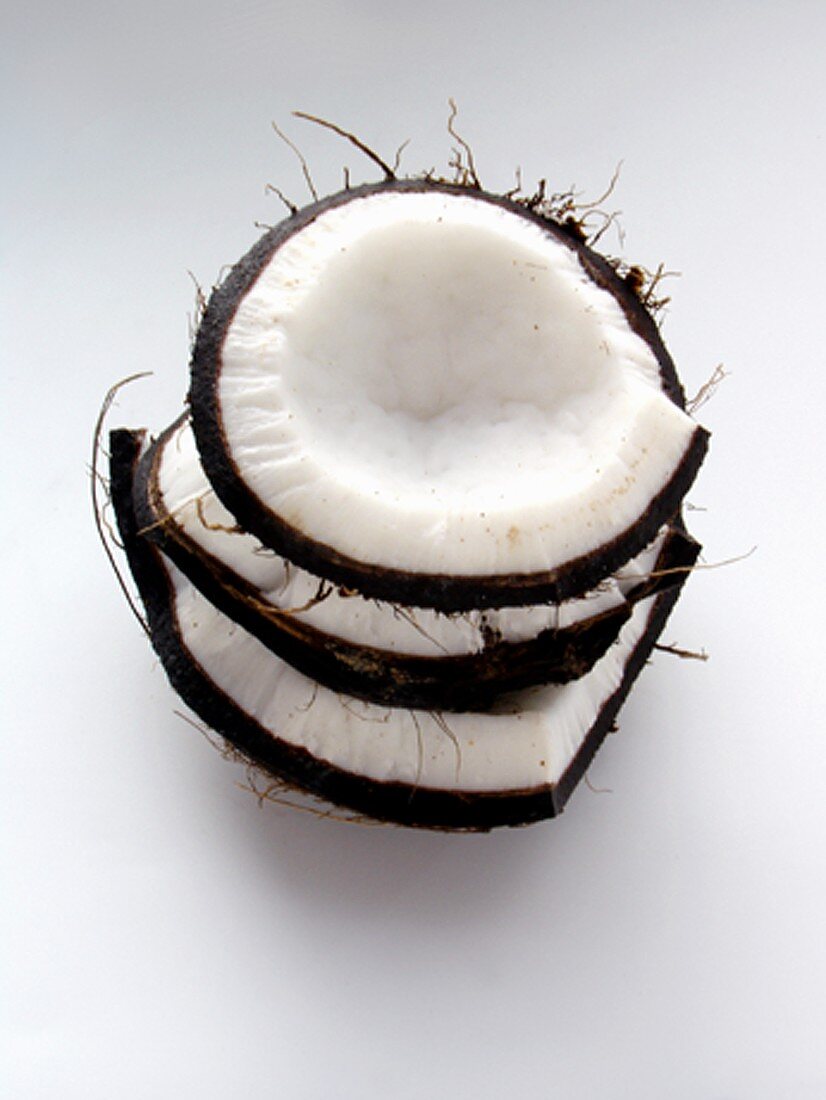 Kokosnussstücke, gestapelt