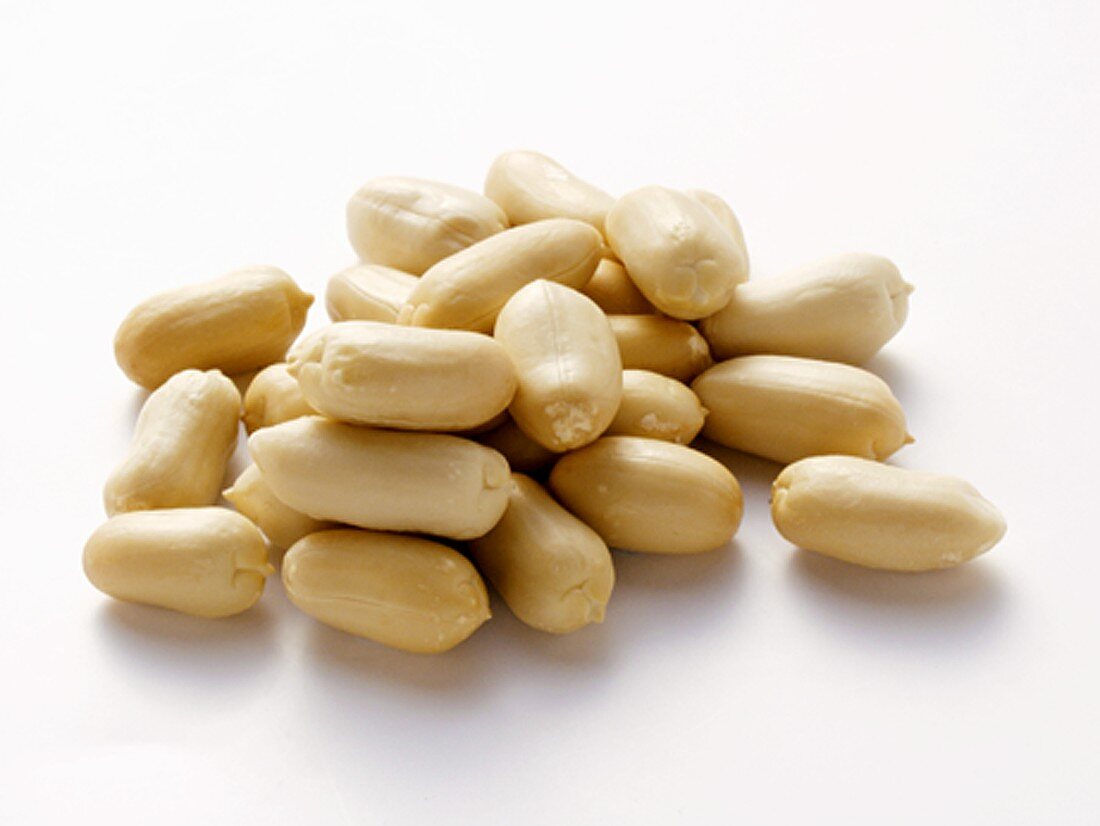 A Pile of Shelled and Skinless Peanuts