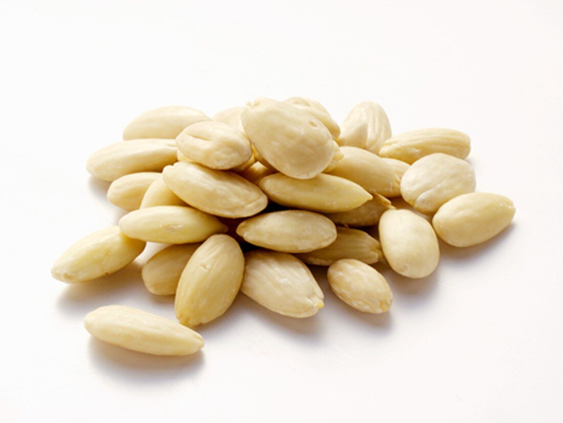 A Pile of Shelled and Skinless Almonds