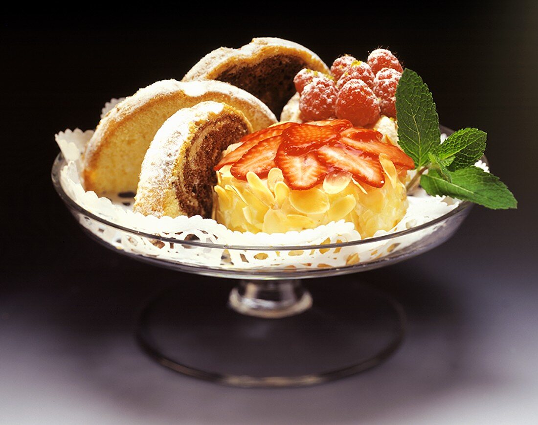 Assorted Cakes in Pedestal Dish
