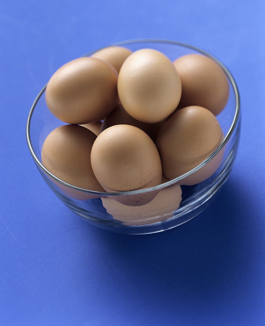 Brown Eggs in a Glass Bowl