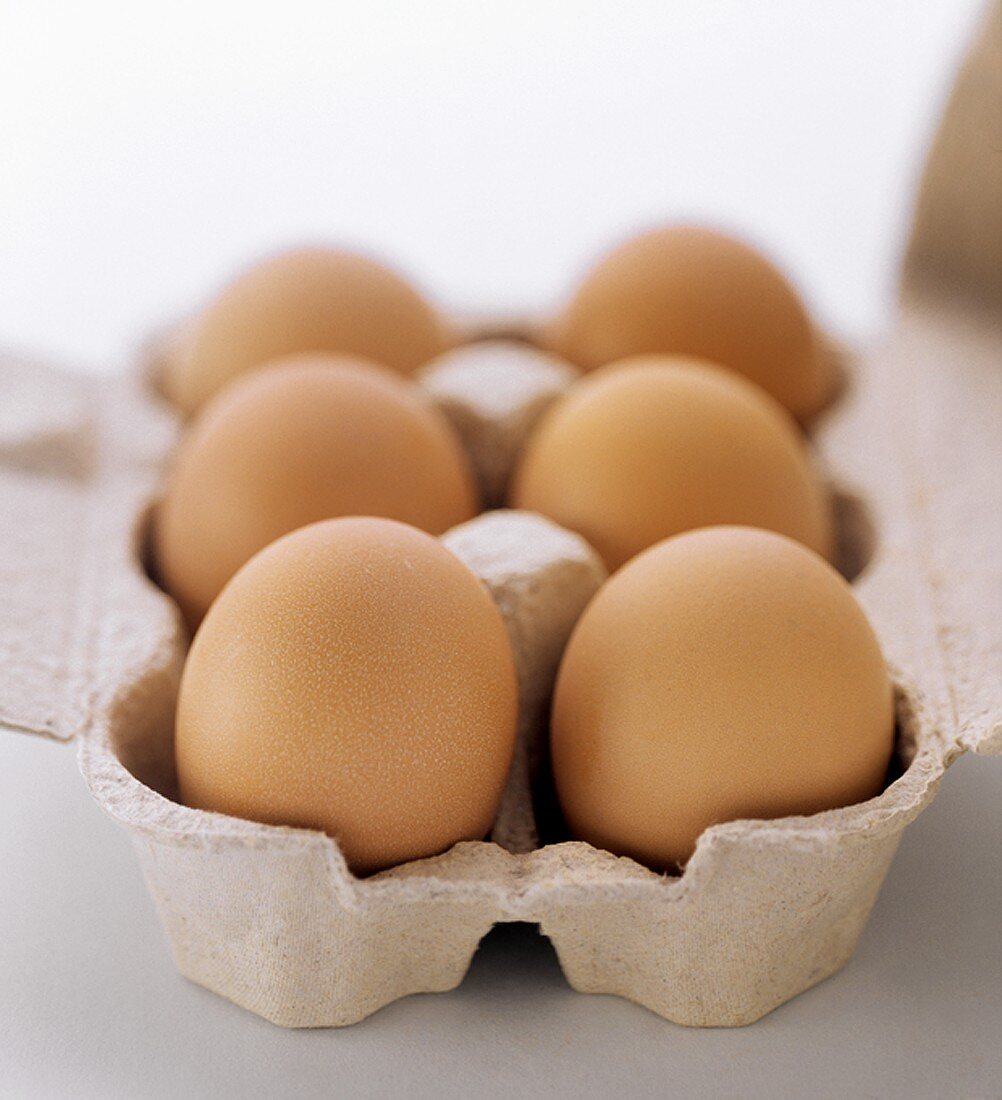A Carton of Six Brown Eggs