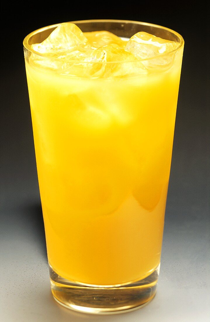 A Glass of Orange Juice with Ice