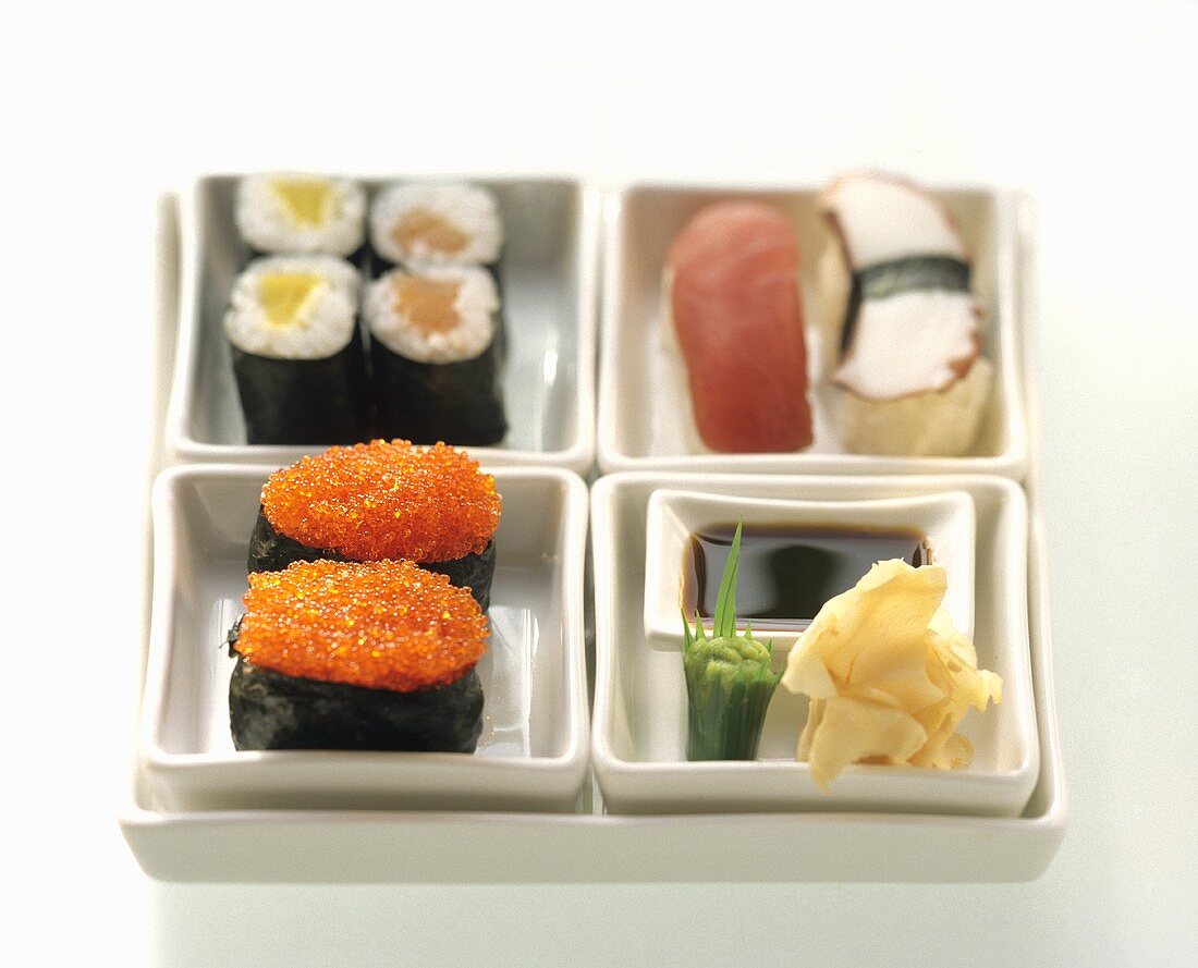 Assorted Sushi in a Bento Box