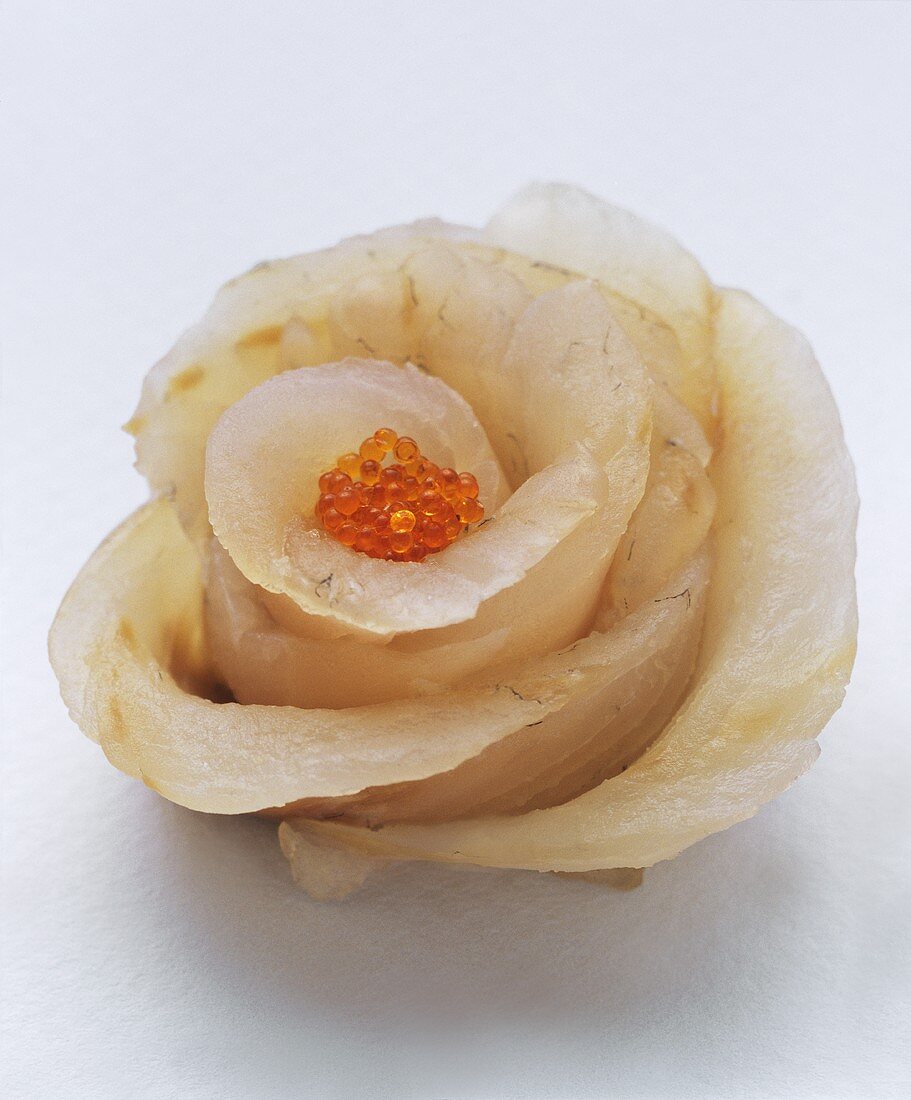 Sashimi rose with red caviar