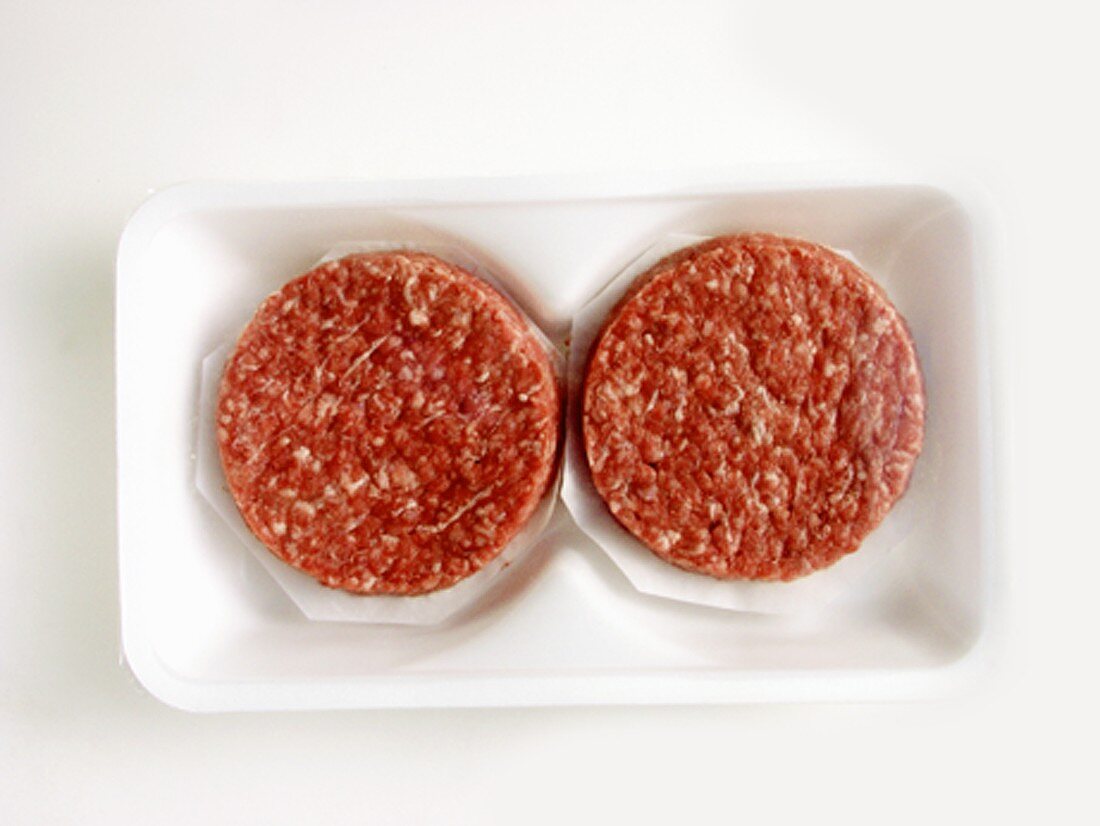 Two Hamburger Patties in a Package