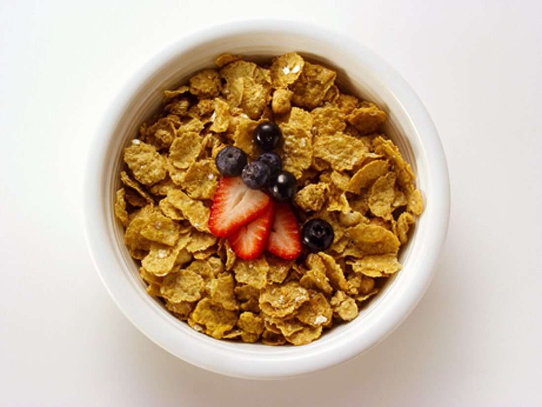 A Bowl of Corn Flakes with Berries