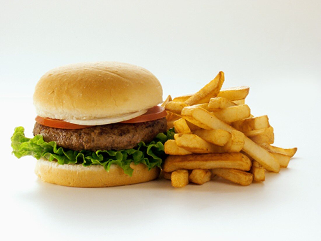 A Hamburger with Fries