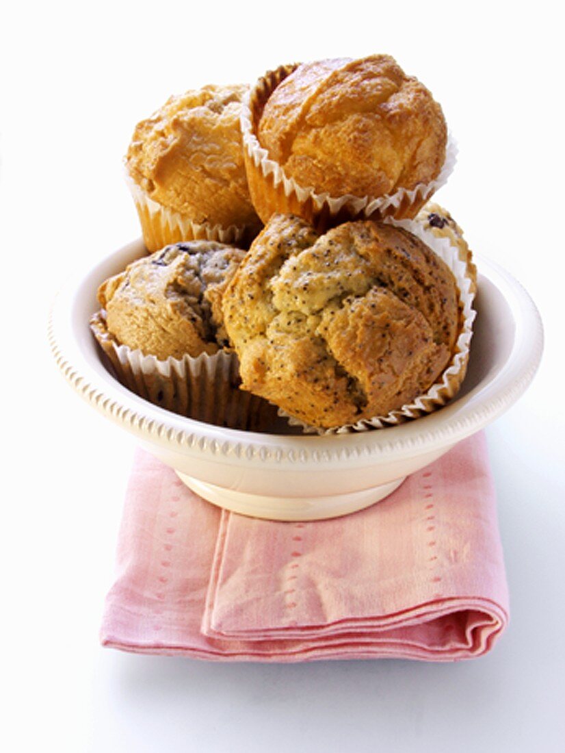 Assorted Muffins in a Bowl