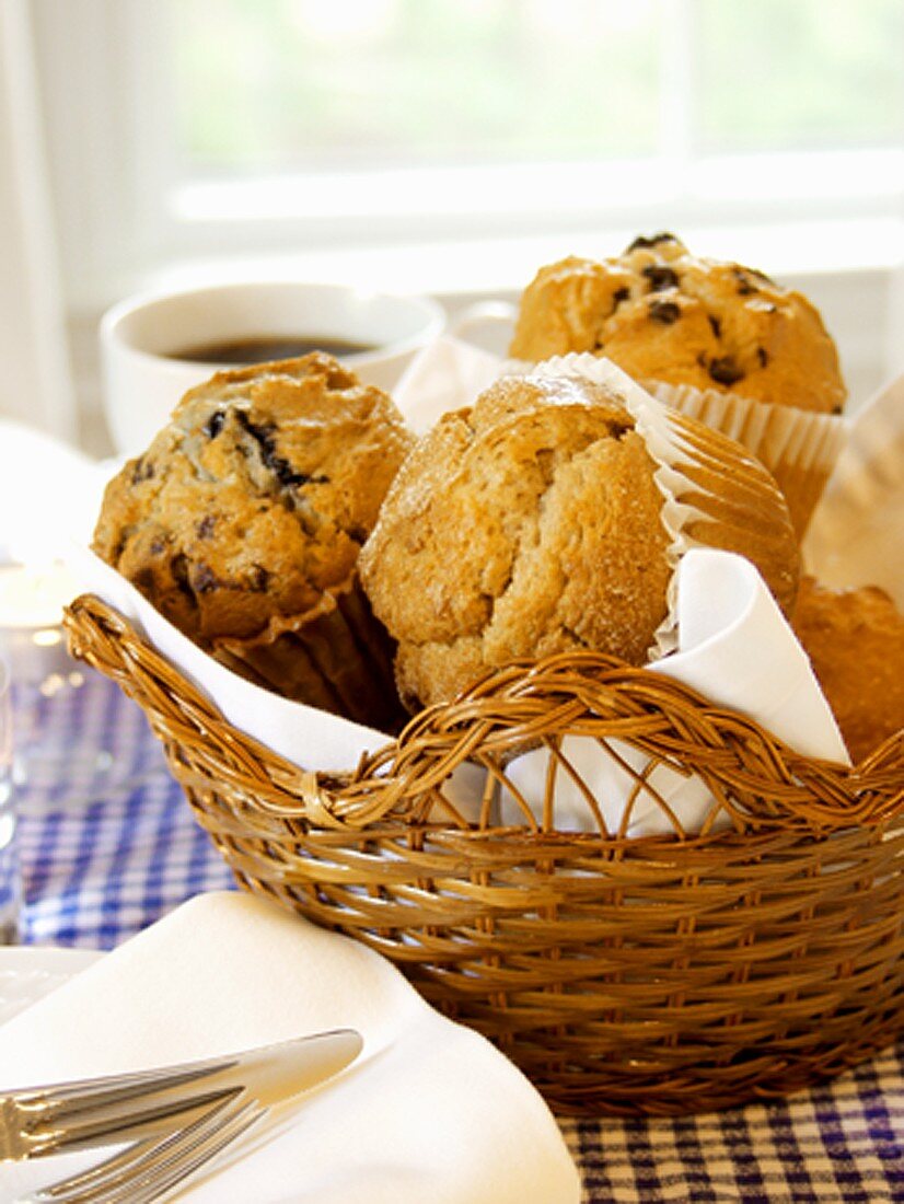 Assorted Muffins in a Basket