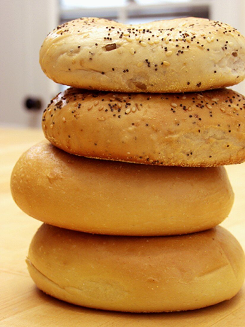 A Stack of Assorted Bagels