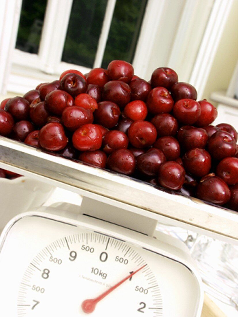 Pitted Cherries on a Scale