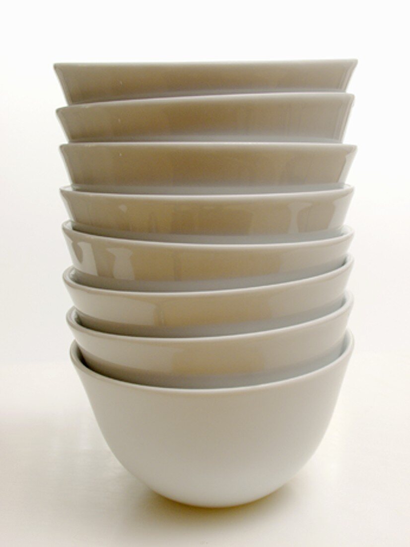 Stacked White Bowls