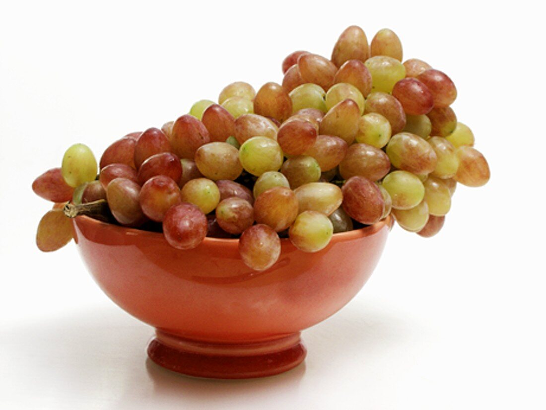 Red and Green Grapes in Red Bowl