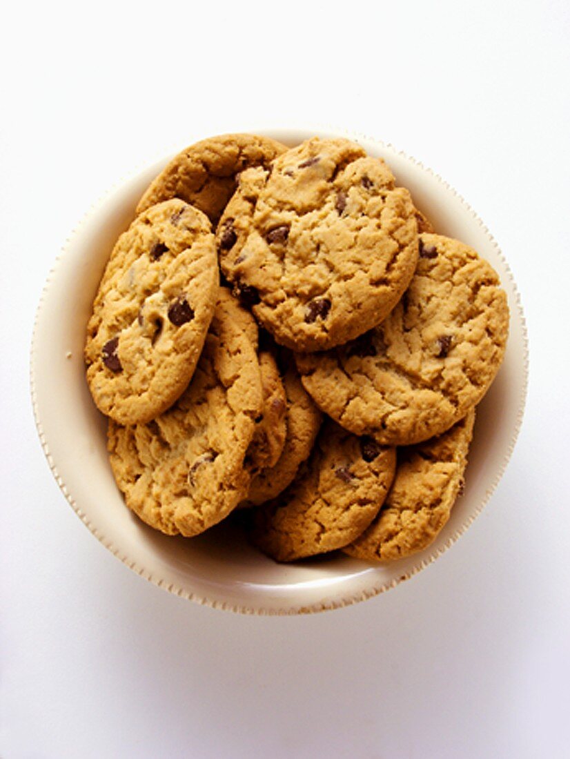 Chocolate Chip Cookies in a Bowl