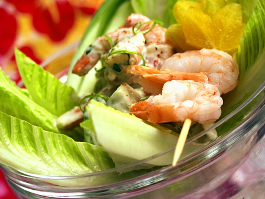 Shrimp Salad in a Glass Bowl