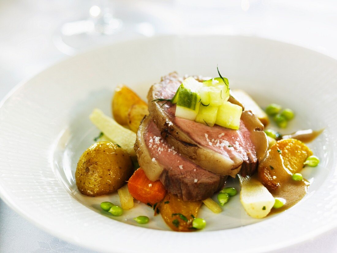 Veal fillet with vegetables