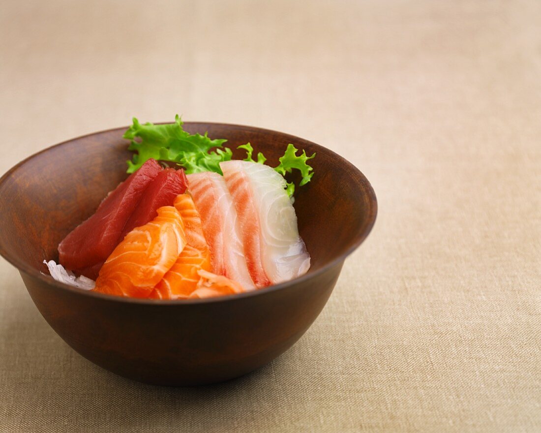 Sashimi: tuna, salmon and red snapper