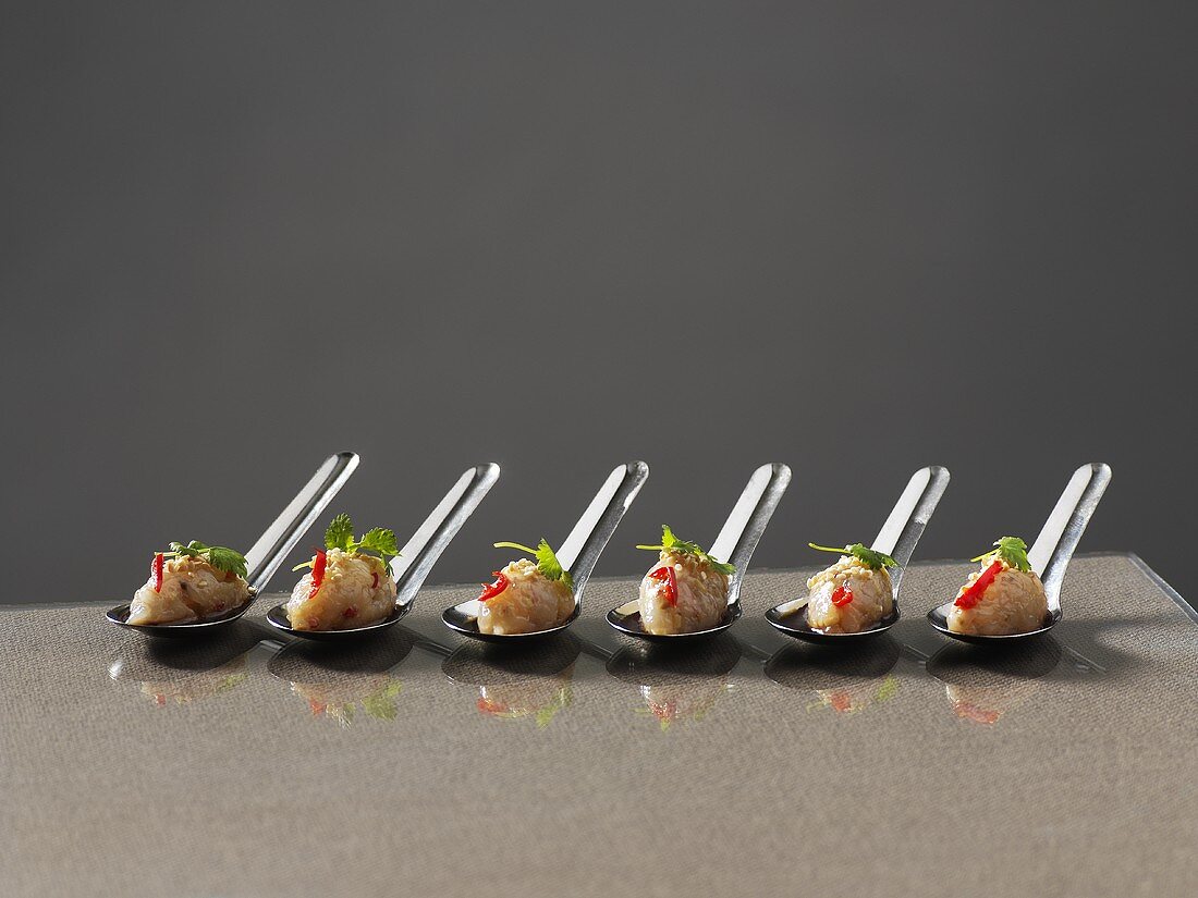 Asian crab tartare on spoons