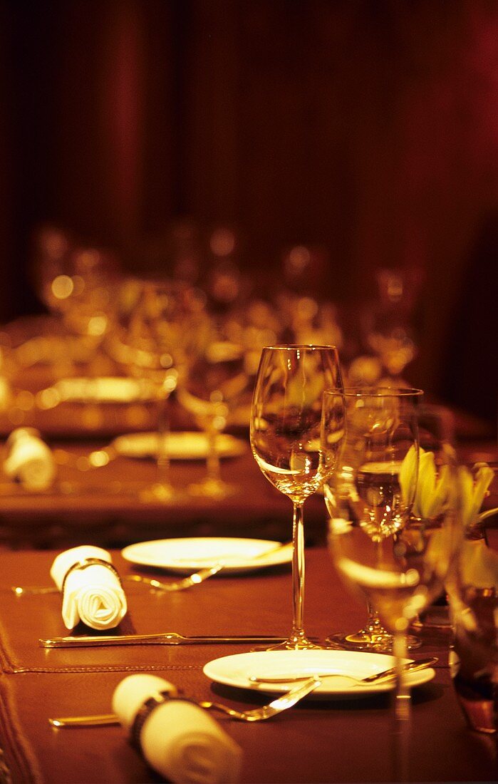 Laid tables in a restaurant