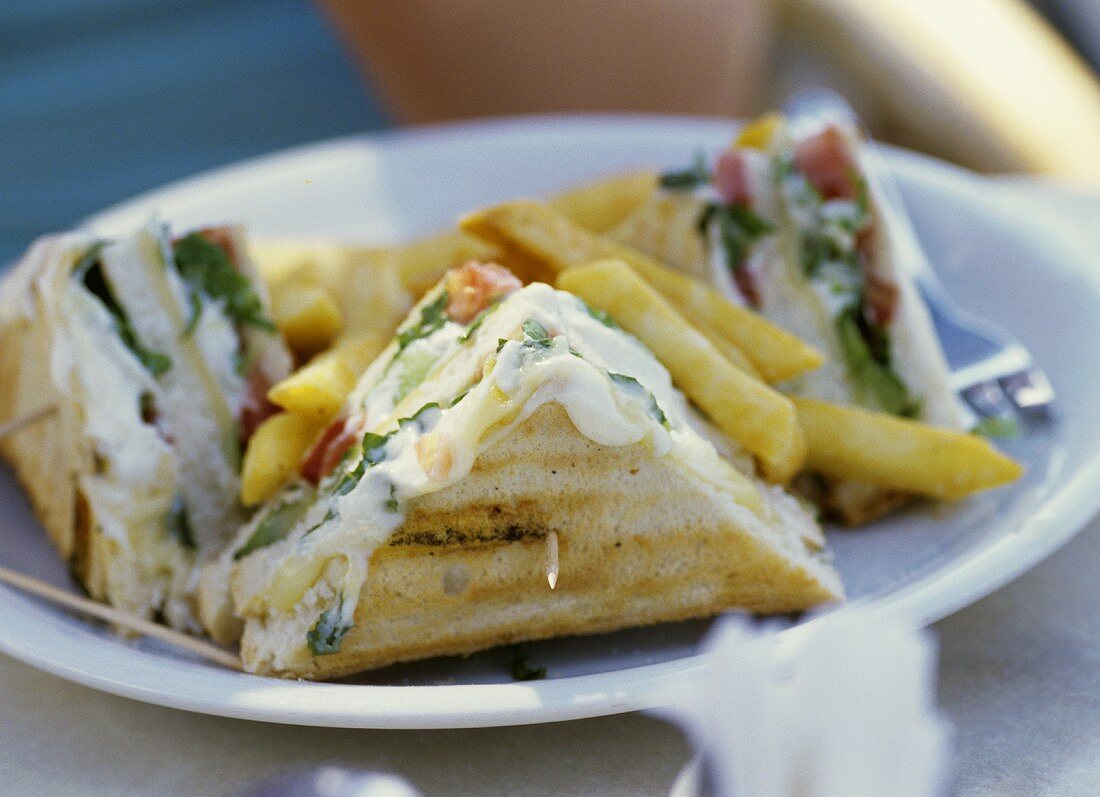 Club sandwiches with chips