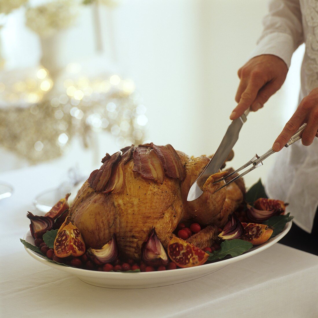 Roast turkey being carved