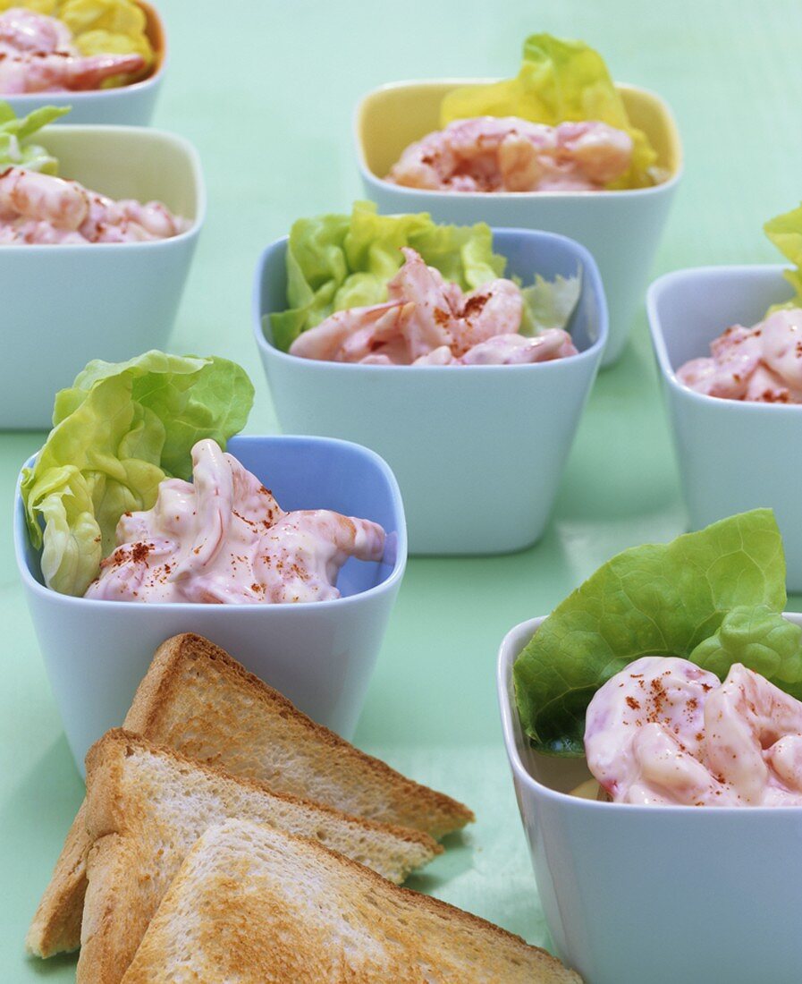 Prawn cocktail in small bowls