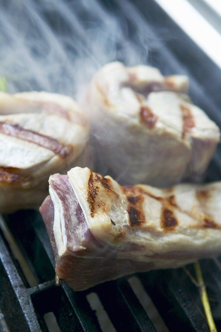 Lamb chops on a barbecue