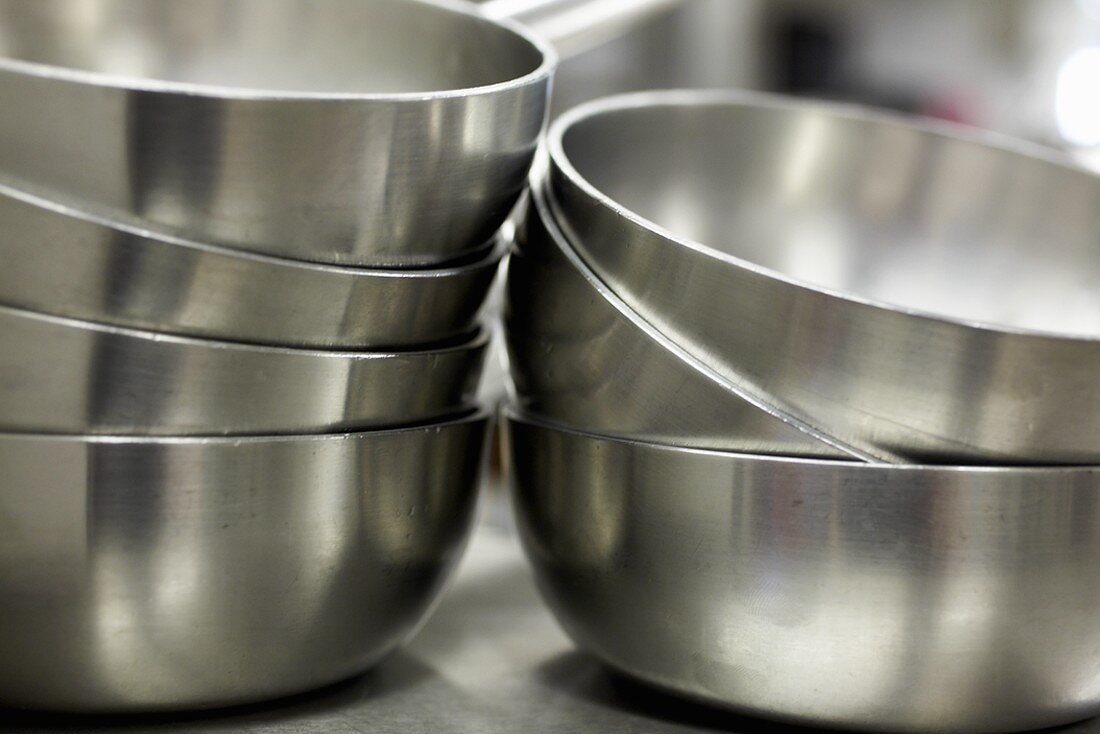 Stacked metal bowls