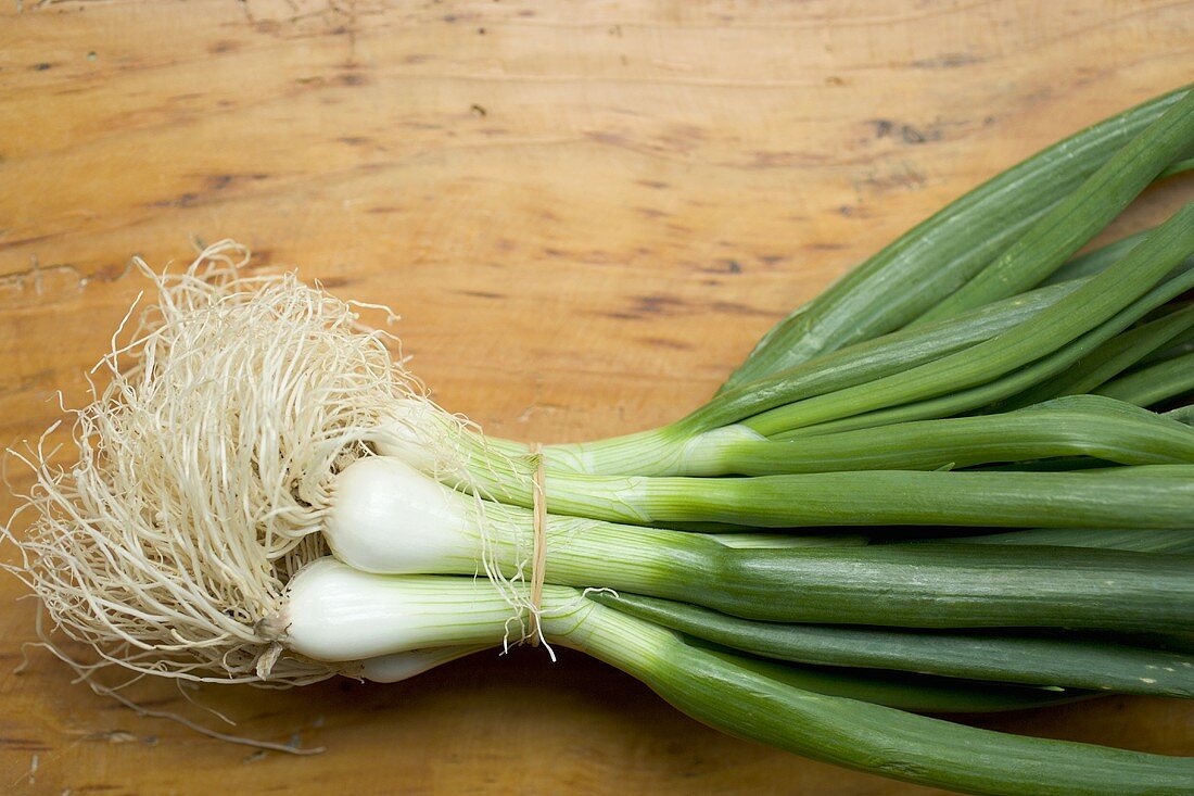 A bunch of spring onions