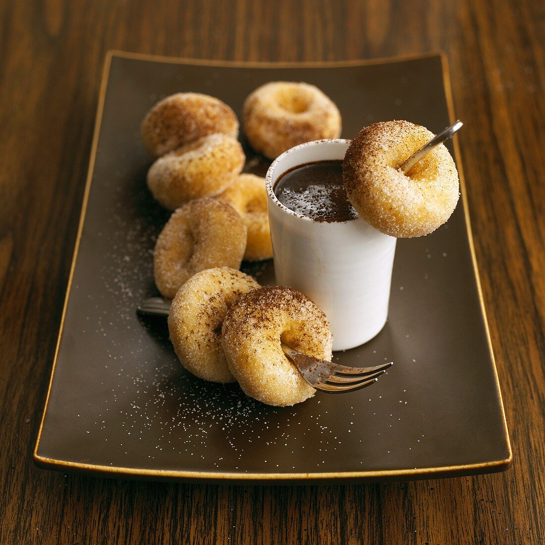 Mini doughnuts with chocolate sauce
