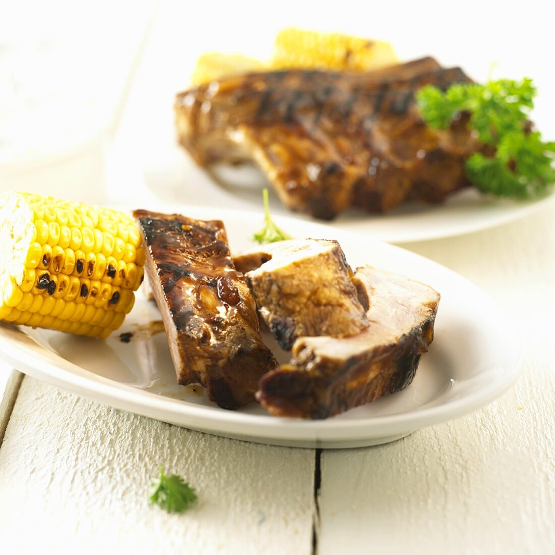 Marinated spare ribs with sweetcorn