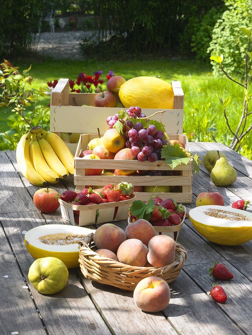 A selection of fruit on a terrace