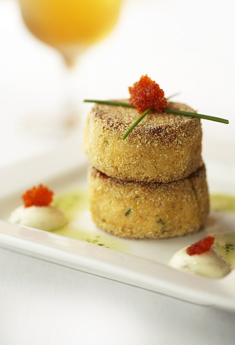 Crab cakes with caviar