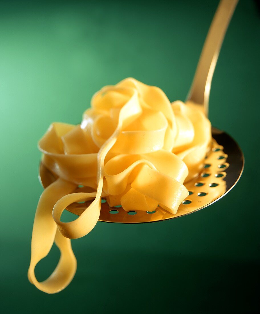 Cooked Fettucini on a Spoon