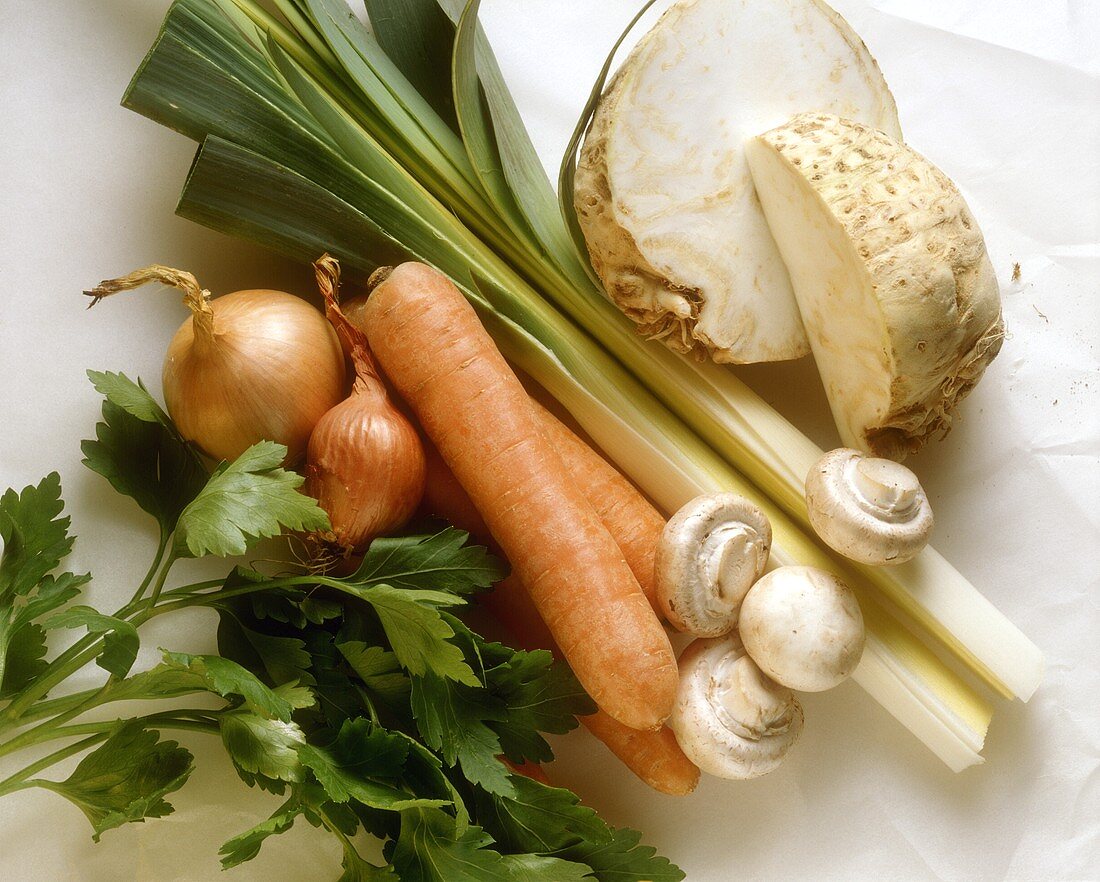 Carrots; Celery; Leek; Onions; Mushrooms