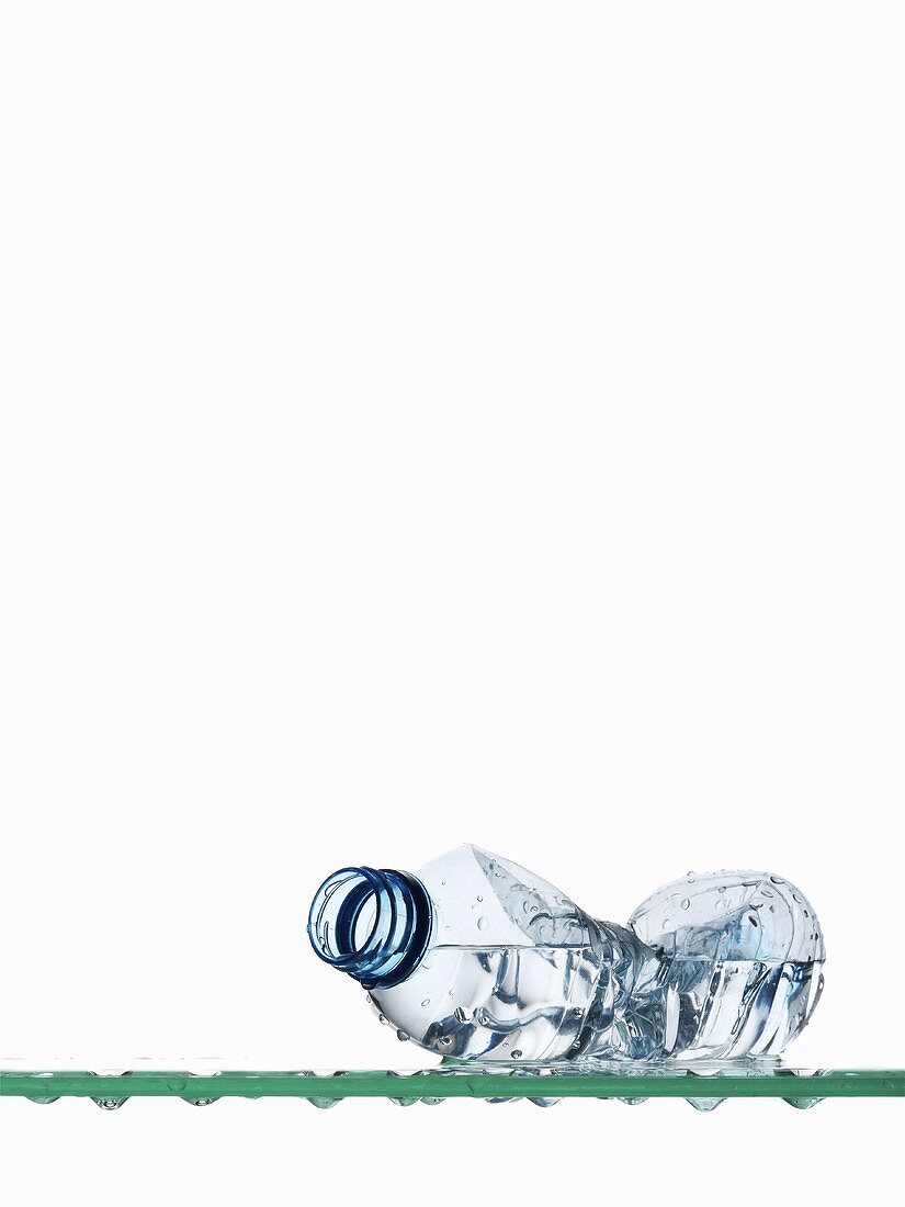A crushed water bottle