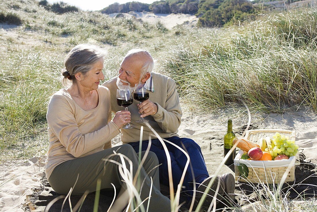 Älteres Paar bei einem Picknick